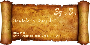 Szoták Dezső névjegykártya