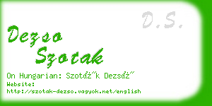 dezso szotak business card